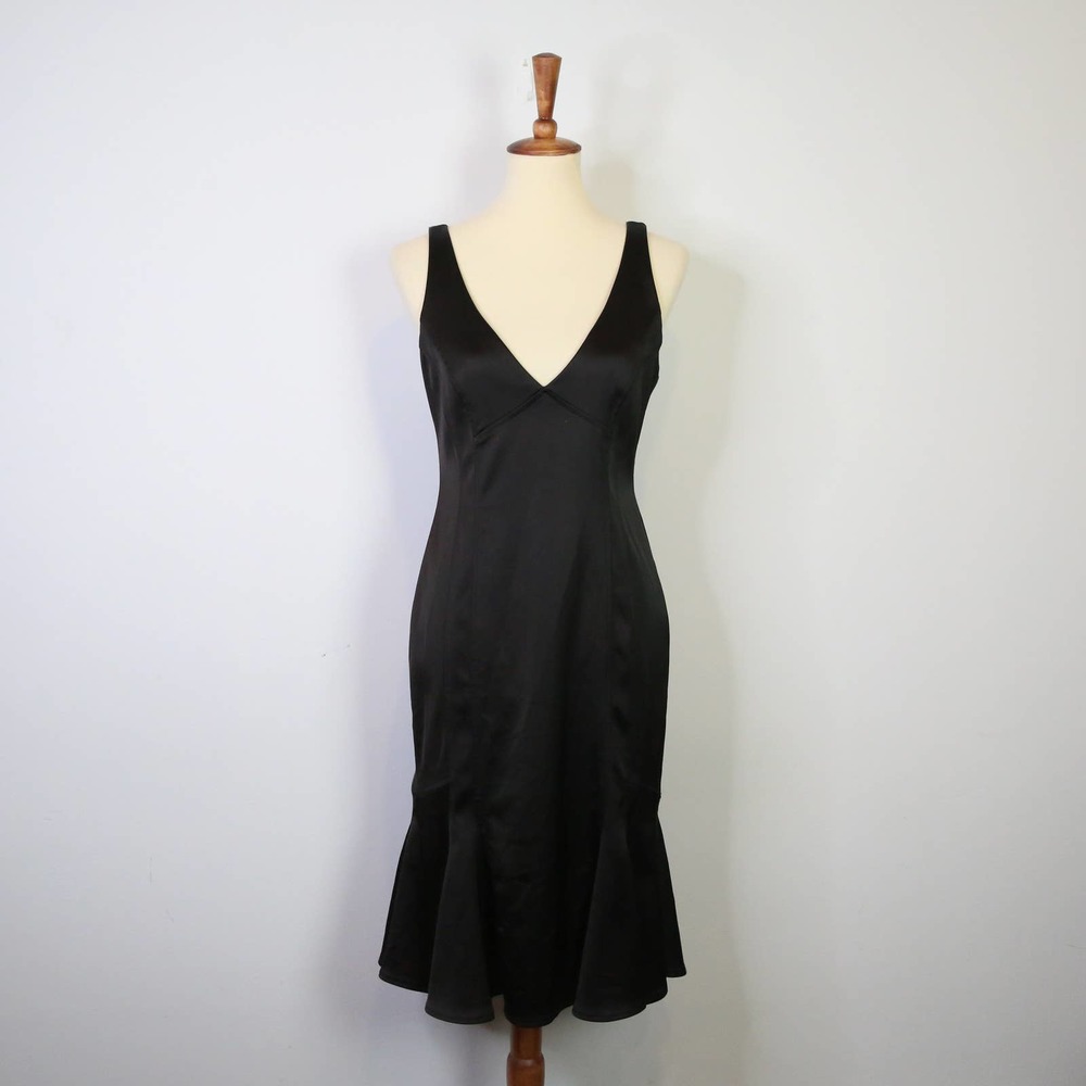 Vintage 90's David Meister Black Satin Dress Size 6